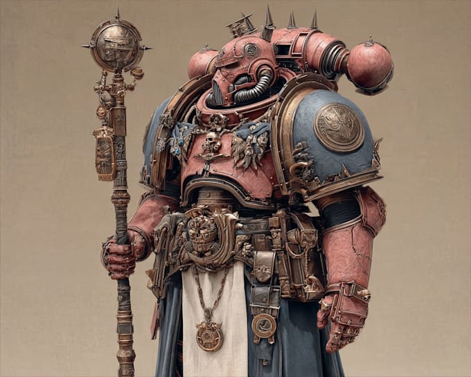 create epic warhammer style character art, grimdark warrior