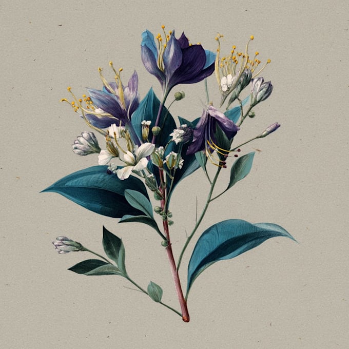 draw fineline botanical delicate flowers