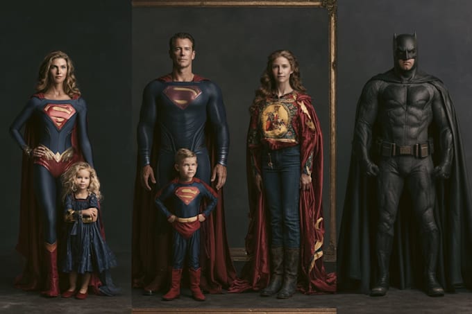 make a family superhero portraits for you
