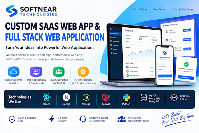 develop custom saas web app and full stack web application