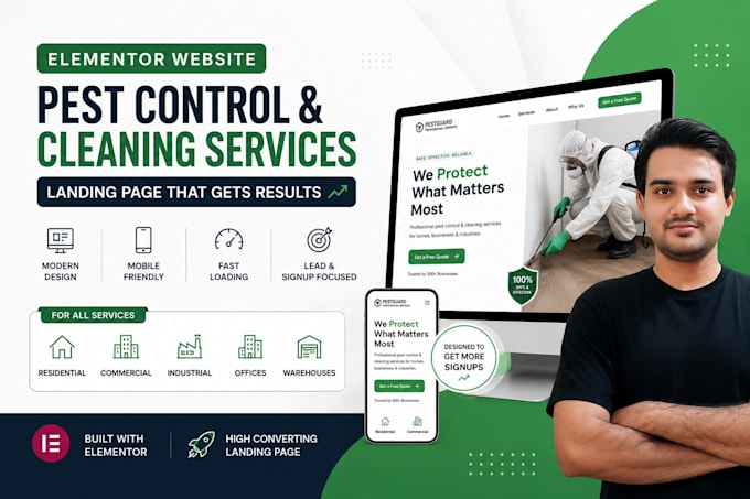 design pest control and cleaning wordpress elementor website