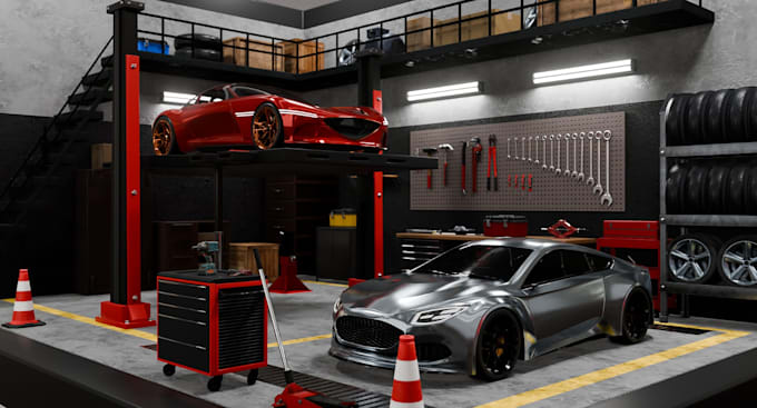 make 3d miniature automotive garage models