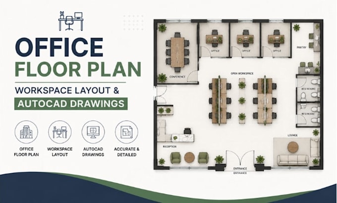 design office floor plan workspace layout autocad drawings