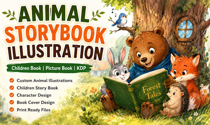 create animal children story book illustration