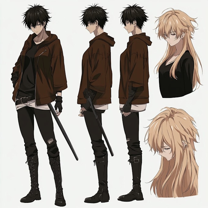 design professional anime character sheets for your project