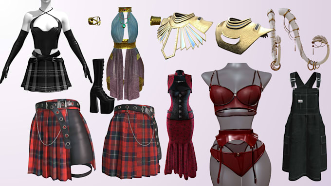 create custom vrchat outfits, rig clothing, props, accessories, weapon, assets