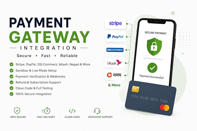 integrate any payment gateway into your website or app