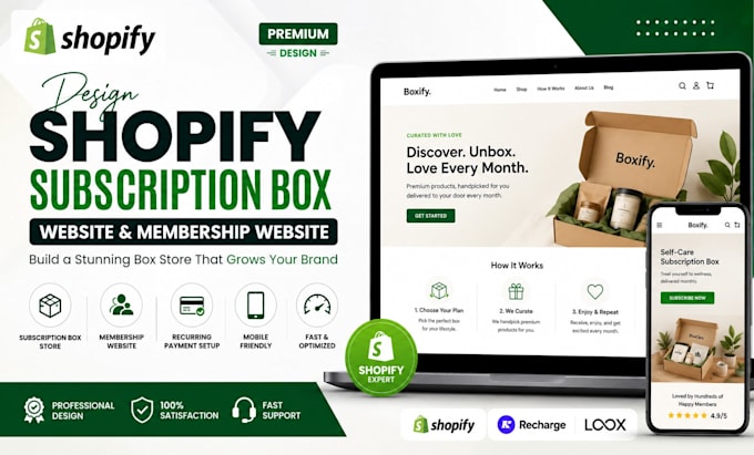 design shopify subscription box website membership website box store