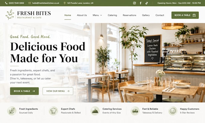design squarespace restaurant website food service website cafe catering website