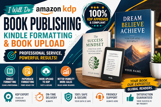 do amazon KDP book publishing, kindle formatting and book upload