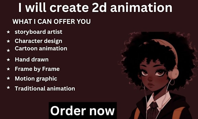 create 2d animation storyboard art and a character design