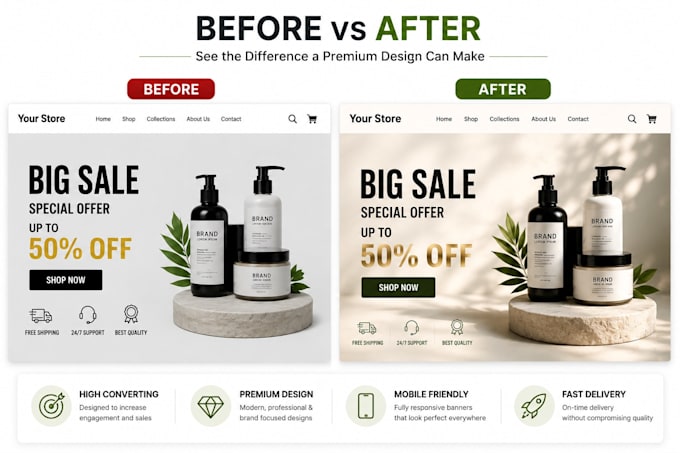 design high converting shopify homepage hero banner