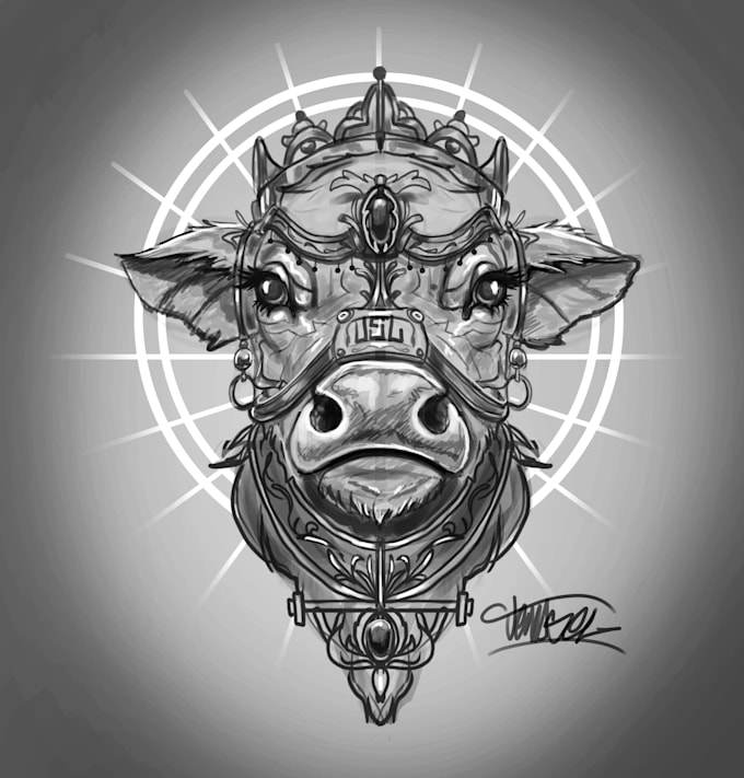 design a custom detailed tattoo in blackwork style