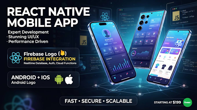 develop a react native mobile app with firebase integration for android ios
