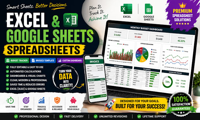 design editable excel spreadsheet, google sheets budget tracker invoice template