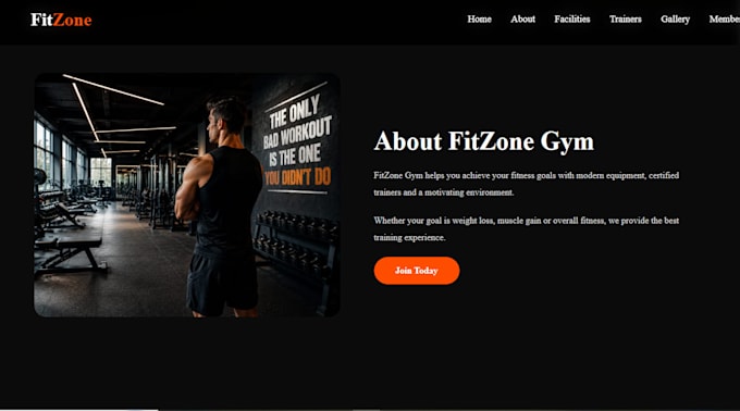 create a modern responsive gym fitness website