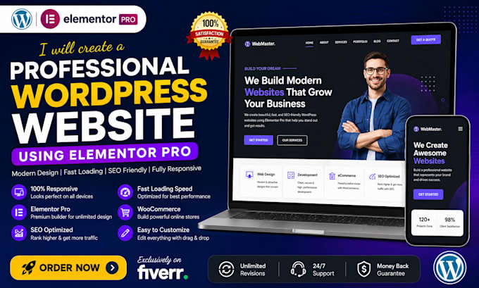 create a professional wordpress website using elementor pro
