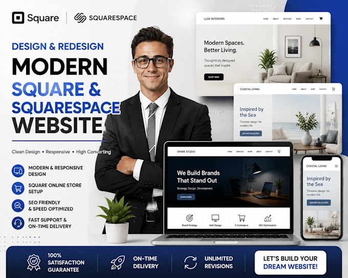 design and redesign a modern square and squarespace website