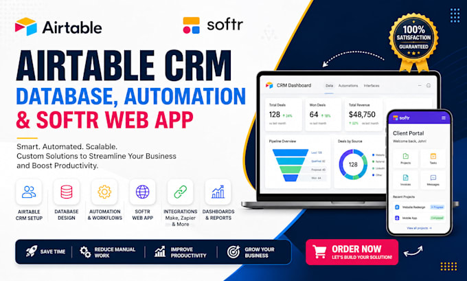 setup airtable crm, airtable database design, airtable automation, sofr webapp