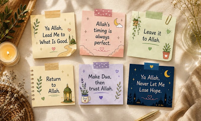 create custom islamic sticky notes, dua cards and reminders