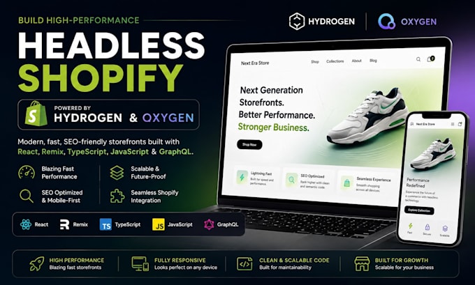 build headless shopify hydrogen storefront with oxygen react remix typescript