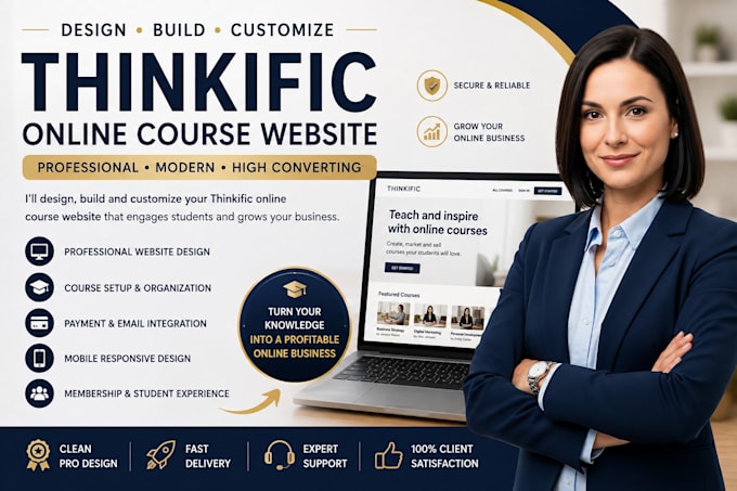 design, build, customize your thinkific online course website