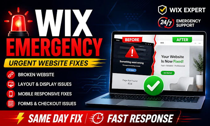 provide emergency wix website fix urgent same day support roadside assistance