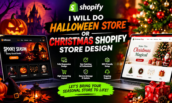 do halloween store design or christmas shopify store design