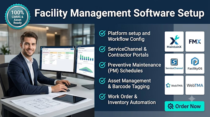 setup facility management via maintainx fmx servicechannel facilityos webtma