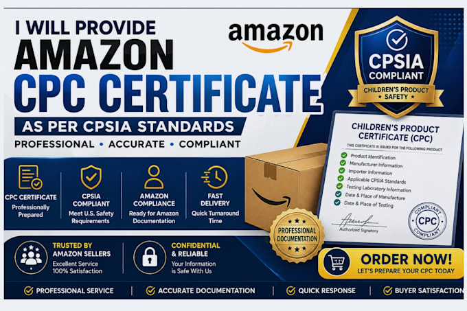 create amazon CPC, gcc, cpsia and cpsc compliance documents