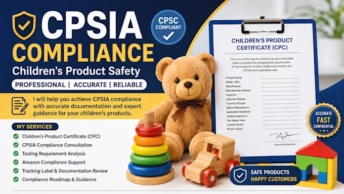 provide cpsia compliant CPC certificate for amazon and US products