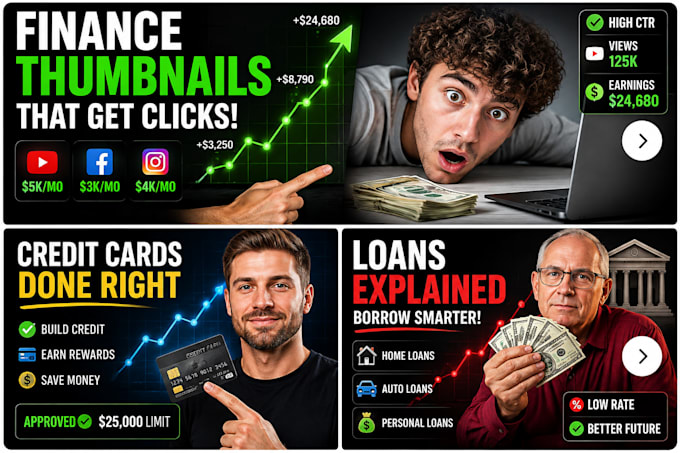 design viral youtube thumbnail for finance with high CTR