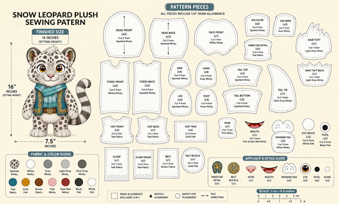 create a professional plush sewing pattern for your plush toy