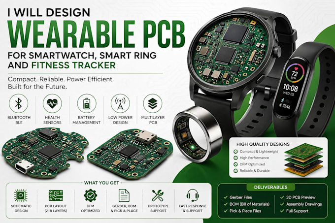 do wearable pcb for smartwatch, smart ring and fitness tracker
