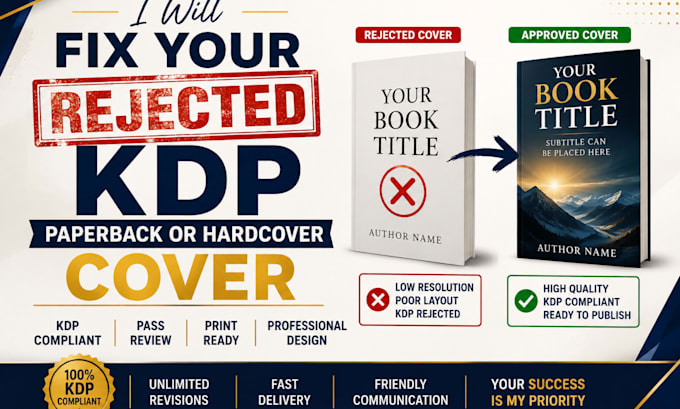 fix your rejected KDP paperback or hardcover cover