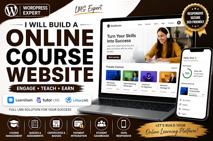 build a professional wordpress online course website