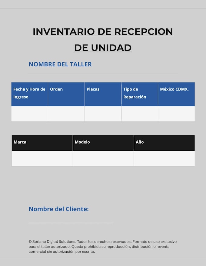 design a professional work order for your auto repair shop