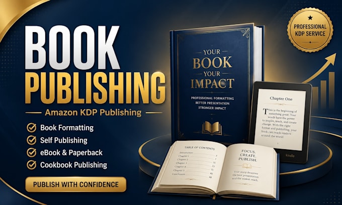 format and publish your ebook, cookbook, and paperback on amazon KDP