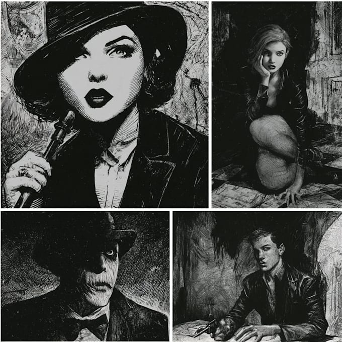 draw noir, horror and dark comic book art and illustrations