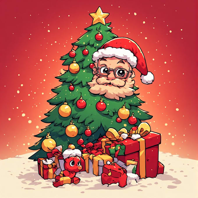 draw a custom christmas cartoon design and concept art