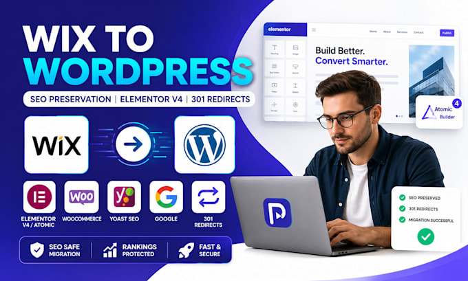 migrate wix to wordpress with seo preservation convert wix to elementor v4 wix
