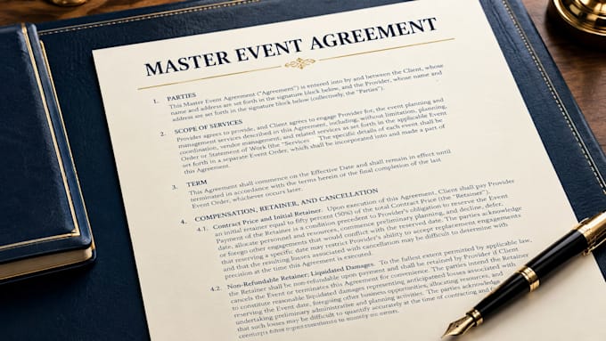 legally binding event planning contract as a US attorney