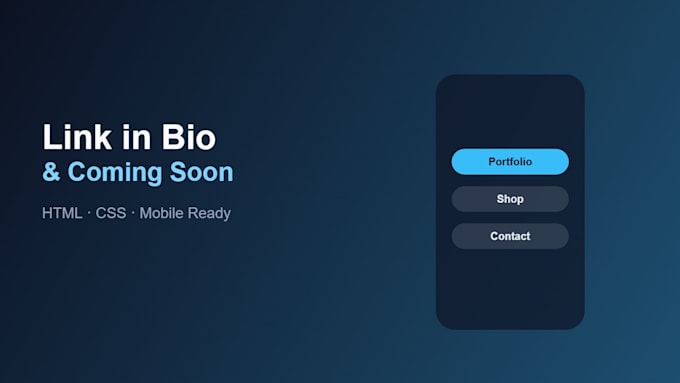 create a link in bio or coming soon page with HTML CSS