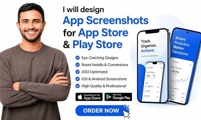 design app screenshots for app store google play store aso ios android apps UI