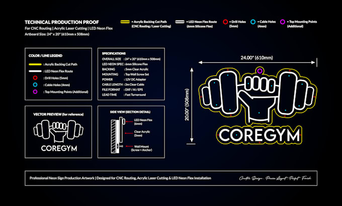 design custom neon sign and vector laser cut production file