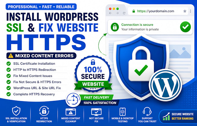 install wordpress SSL and fix website https mixed content errors