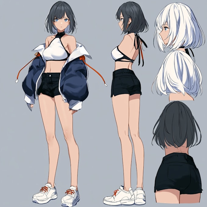 draw anime character sheet or reference sheet for