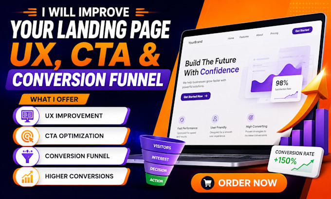 optimize your landing page UX, cta,cro and conversion funnel for sales