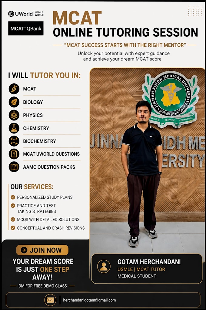 tutor mcat, chemistry, physics, and biology with simple instructions