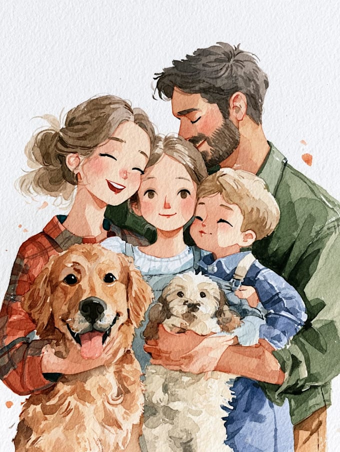 create a watercolor family portrait